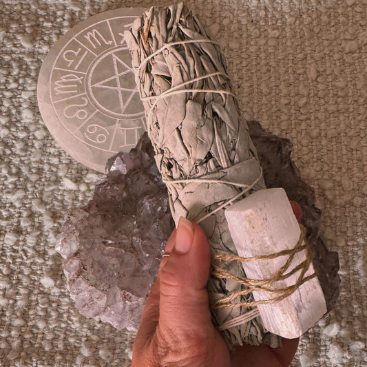 Selenite and Sage cleansing wand ✨