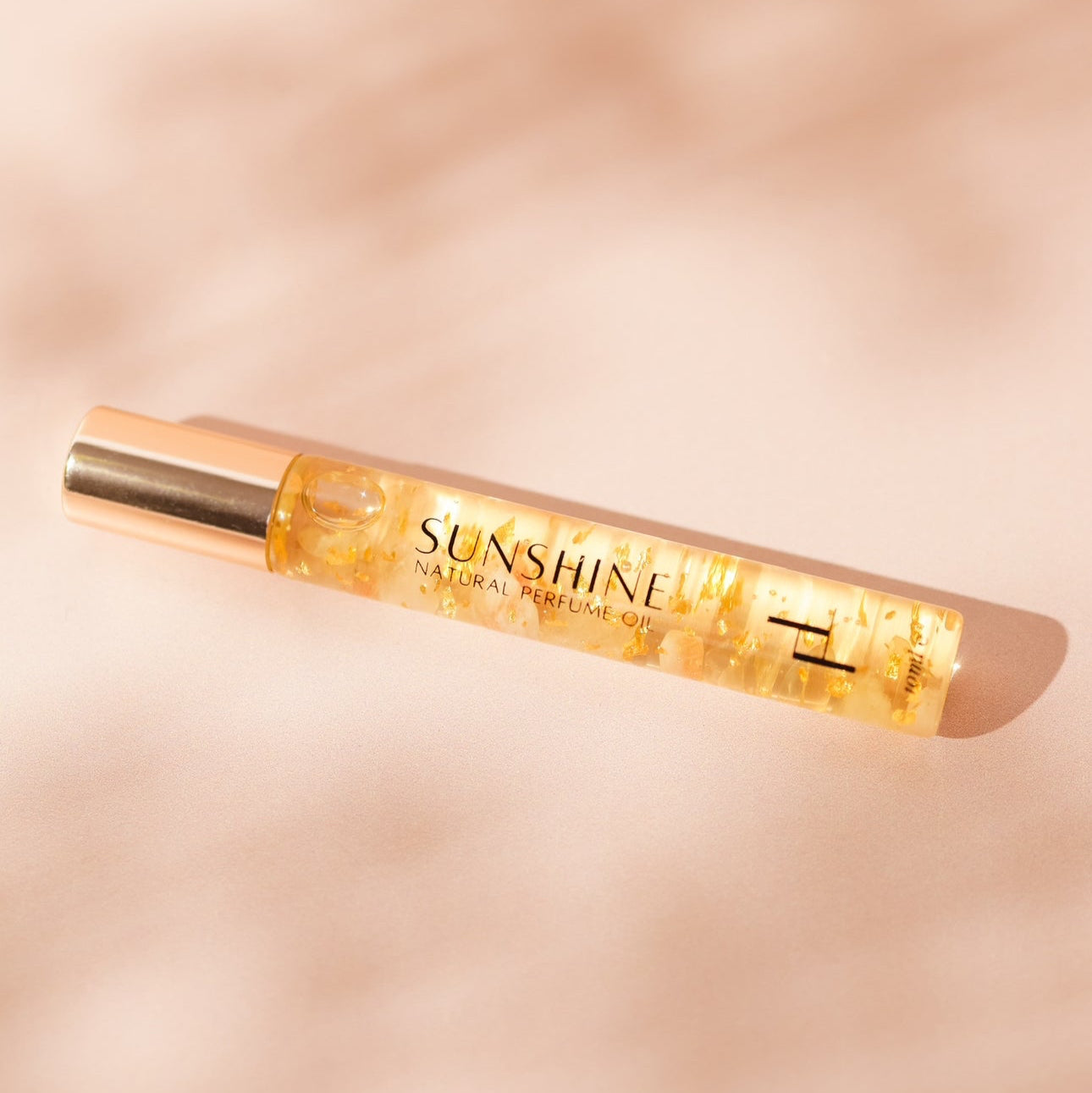 sunshine natural perfume crystal gold frank and lazuli  perfume oil roller, ritual perfume, frangipani, rose quartz, crystal infused 